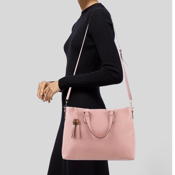 Gucci Pink Leather Bamboo Tassel Calf Tote - Picture 16 of 16